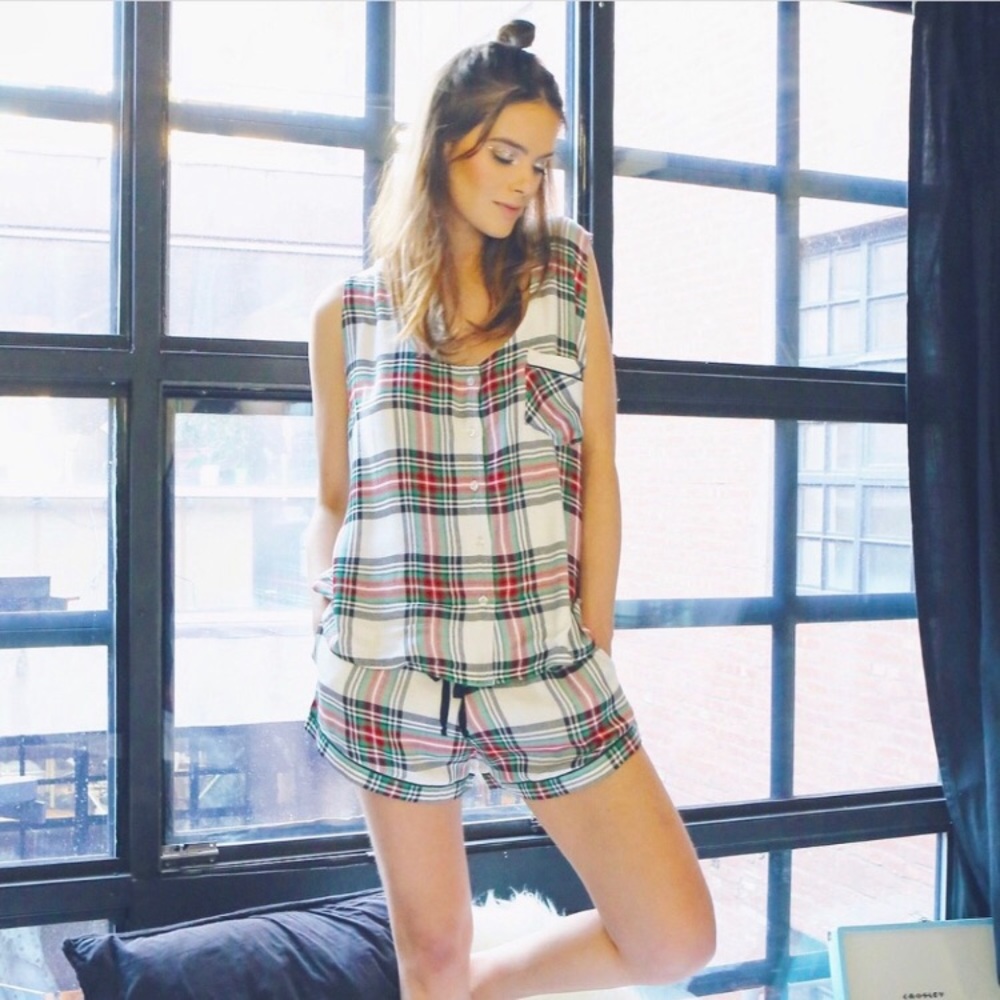 NWT Plaid Pajama Set Plush Apparel Revolve XS